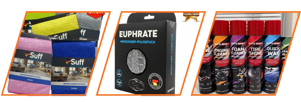 Suff mikrofiber bezler, Euphrate parlatma bezi ve Auto Shift aerosol ürünleri